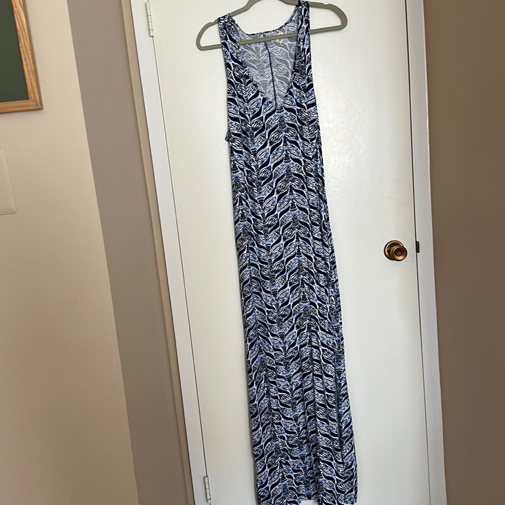 Lilly Pulitzer Navy and White Printed Maxi Dress